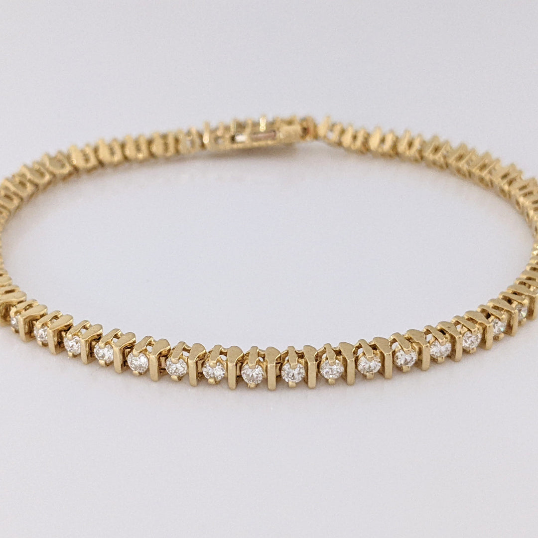14K 1.50 CARAT TOTAL WEIGHT SI2 I DIAMOND ROUND (50) ESTATE BRACELET 10.5 GRAMS