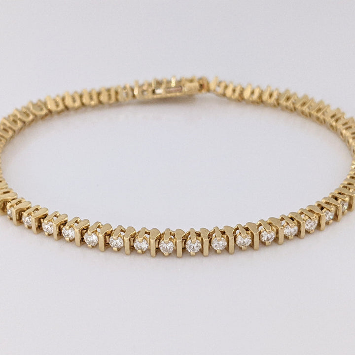 14K 1.50 CARAT TOTAL WEIGHT SI2 I DIAMOND ROUND (50) ESTATE BRACELET 10.5 GRAMS