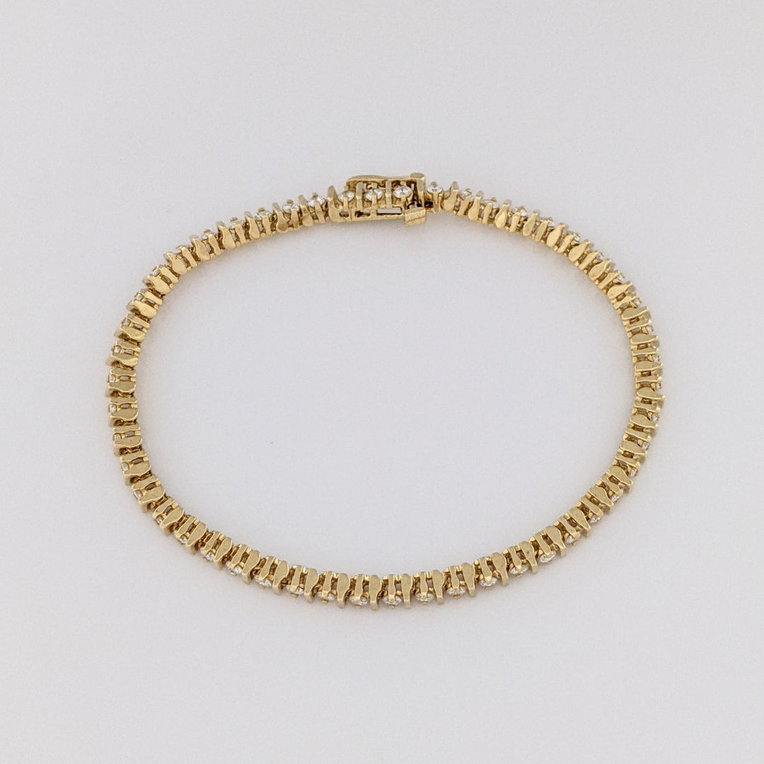 14K 1.50 CARAT TOTAL WEIGHT SI2 I DIAMOND ROUND (50) ESTATE BRACELET 10.5 GRAMS