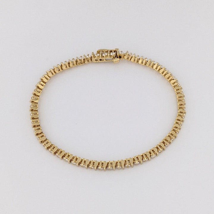 14K 1.50 CARAT TOTAL WEIGHT SI2 I DIAMOND ROUND (50) ESTATE BRACELET 10.5 GRAMS