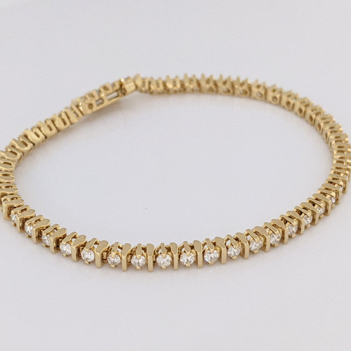14K 1.50 CARAT TOTAL WEIGHT SI2 I DIAMOND ROUND (50) ESTATE BRACELET 10.5 GRAMS