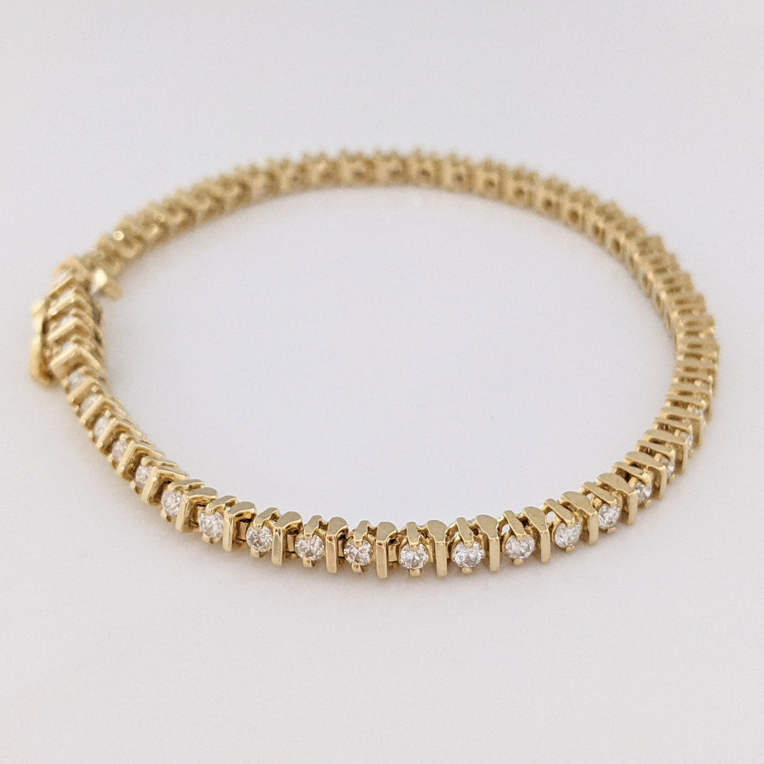 14K 1.50 CARAT TOTAL WEIGHT SI2 I DIAMOND ROUND (50) ESTATE BRACELET 10.5 GRAMS