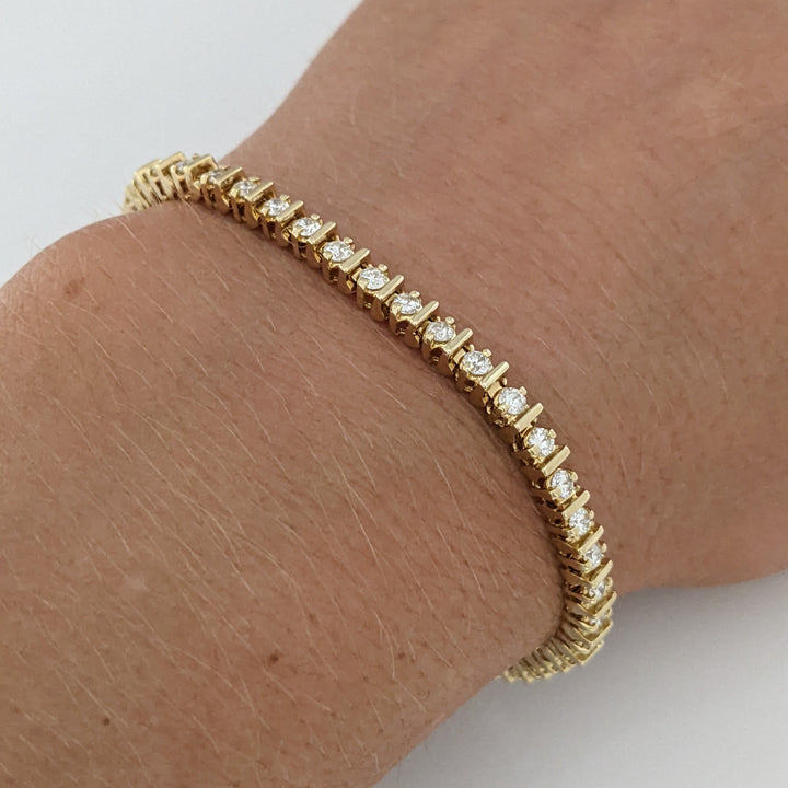 14K 1.50 CARAT TOTAL WEIGHT SI2 I DIAMOND ROUND (50) ESTATE BRACELET 10.5 GRAMS