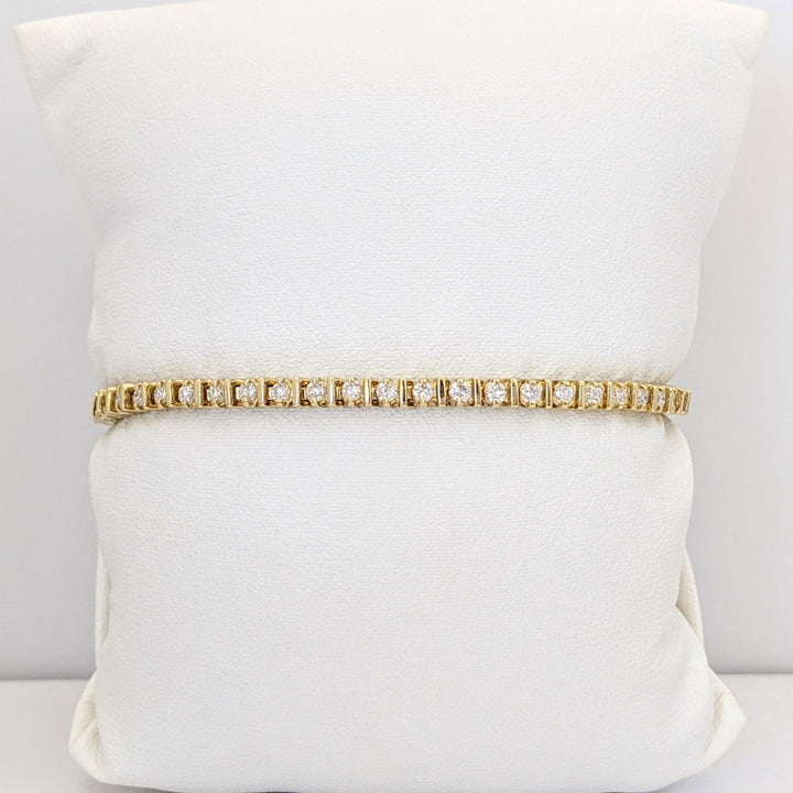 14K 1.50 CARAT TOTAL WEIGHT SI2 I DIAMOND ROUND (50) ESTATE BRACELET 10.5 GRAMS