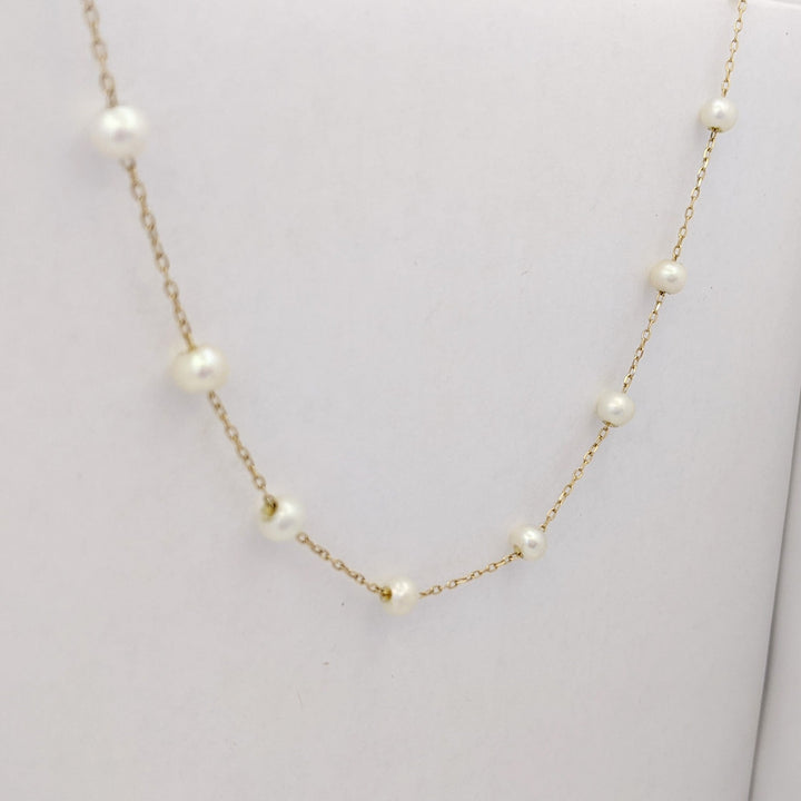 14K FRESH WATER PEARL (21) TIN CUP ESTATE NECKLACE 5.1 GRAMS