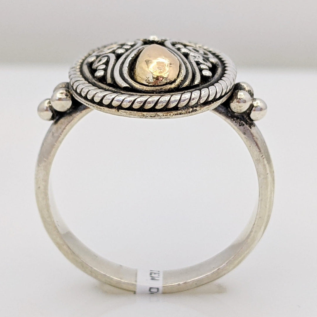 STERLING SILVER/18K "SUARTI BALI" OVAL FANCY ESTATE RING 5.6 GRAMS