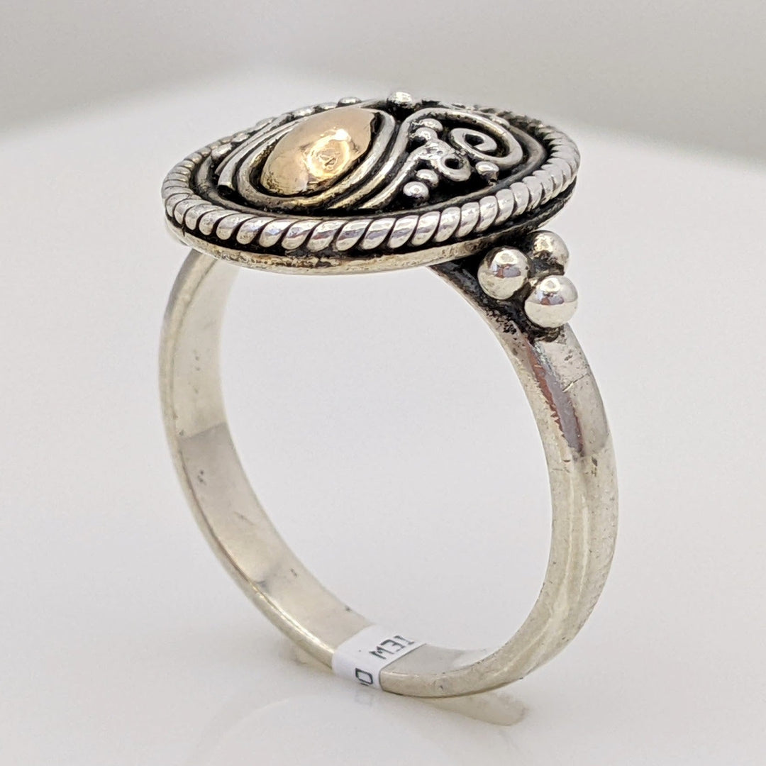 STERLING SILVER/18K "SUARTI BALI" OVAL FANCY ESTATE RING 5.6 GRAMS