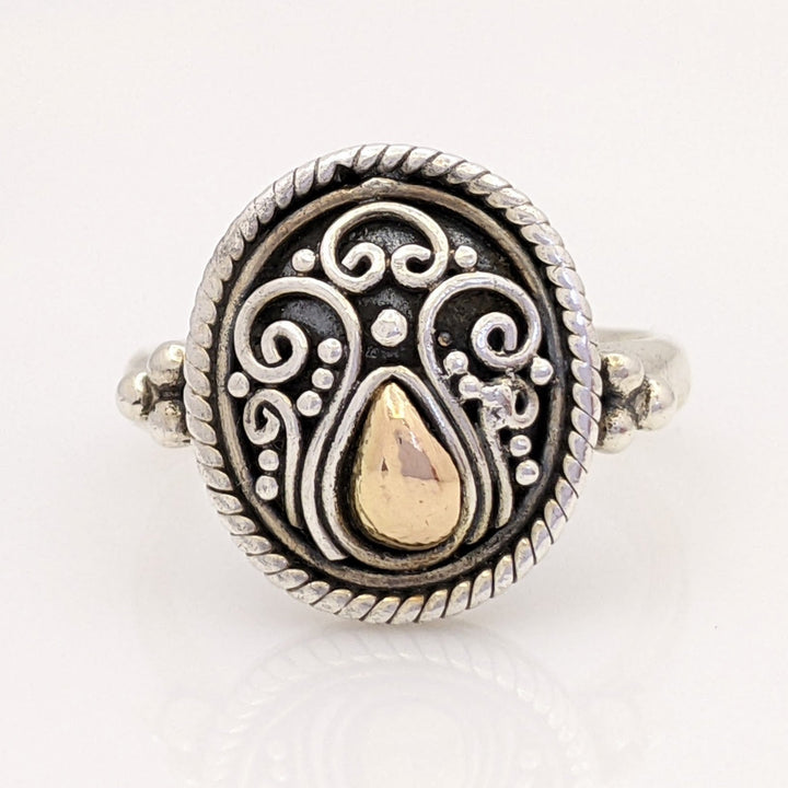 STERLING SILVER/18K "SUARTI BALI" OVAL FANCY ESTATE RING 5.6 GRAMS