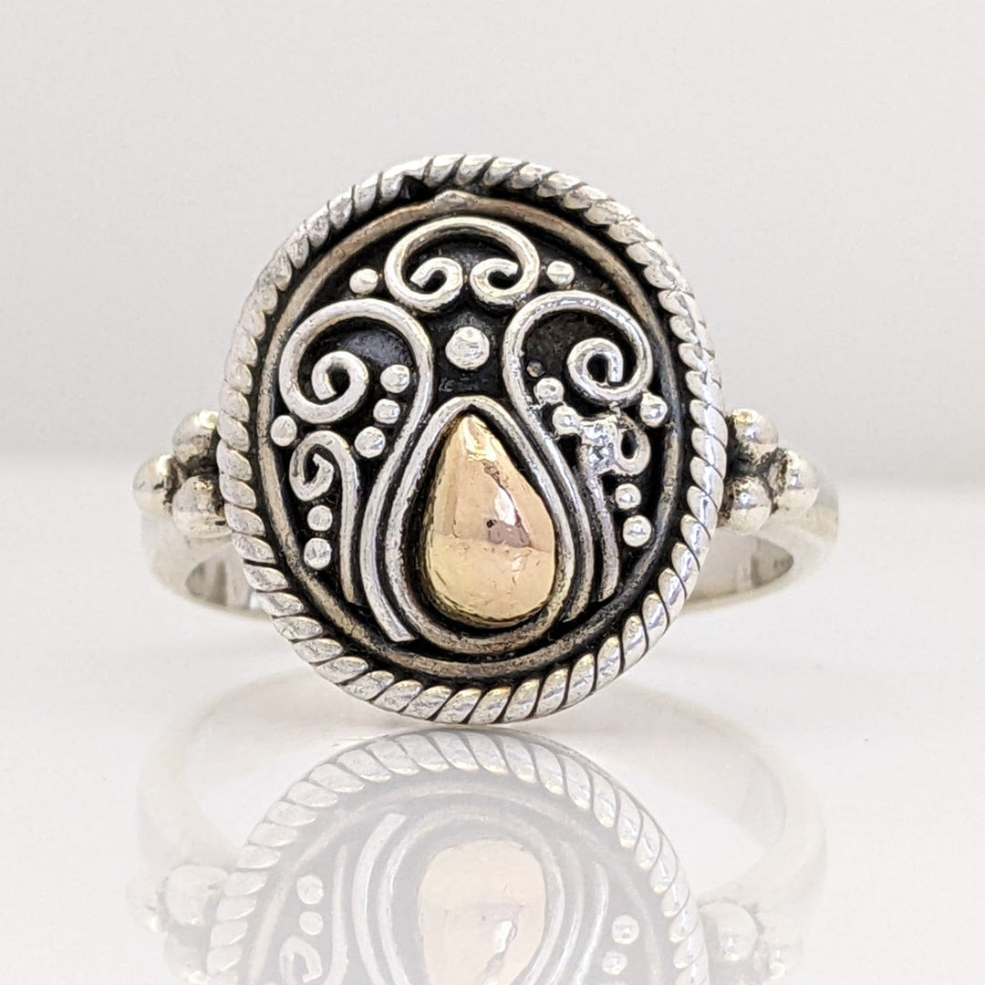 STERLING SILVER/18K "SUARTI BALI" OVAL FANCY ESTATE RING 5.6 GRAMS