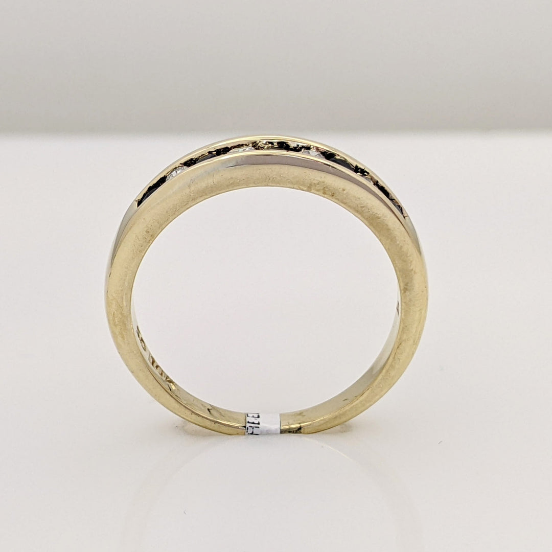 10K SAPPHIRE ROUND (5) WITH (4) MELEE CHANNEL SET ESTATE BAND 2.9 GRAMS