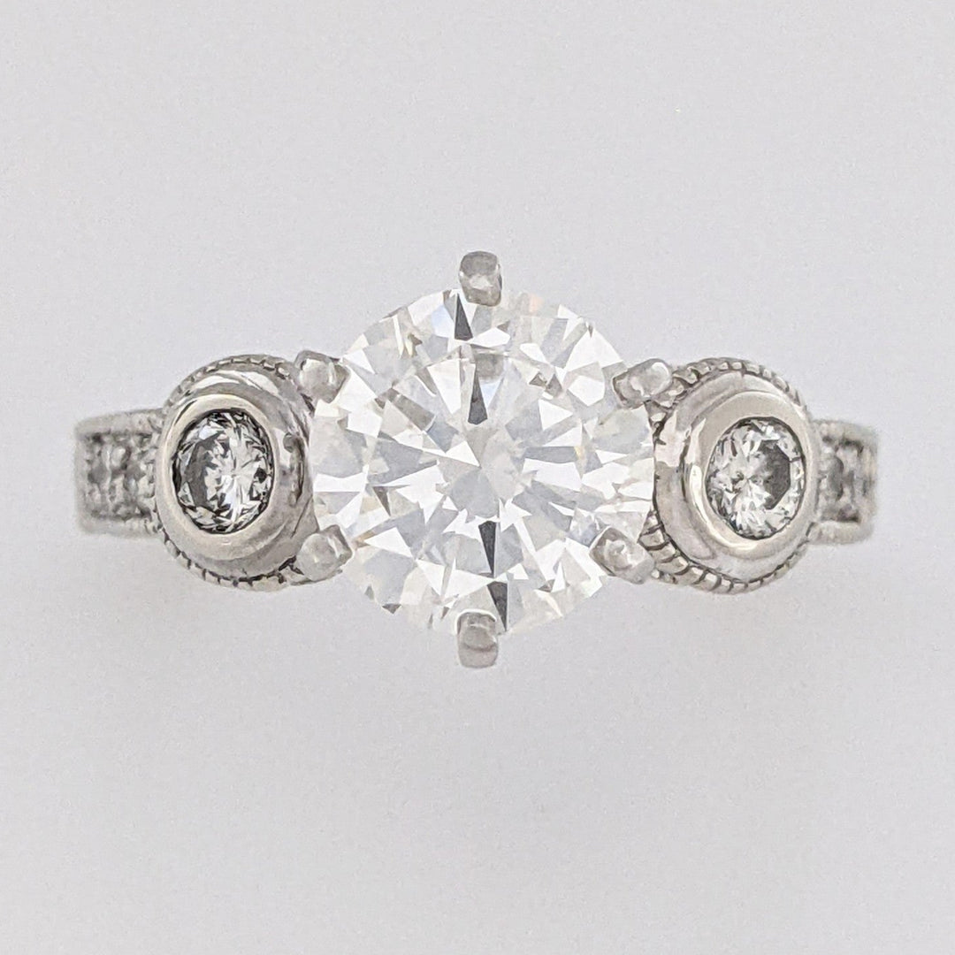 14K WHITE 2.77 CARAT TOTAL WEIGHT SI2 J DIAMOND ROUND (69) ESTATE RING 6.8G