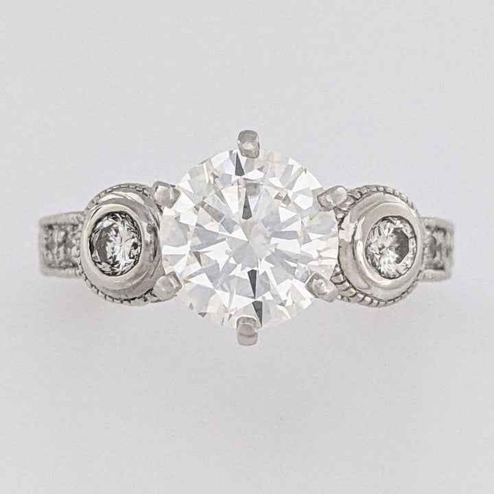 14K WHITE 2.77 CARAT TOTAL WEIGHT SI2 J DIAMOND ROUND (69) ESTATE RING 6.8G