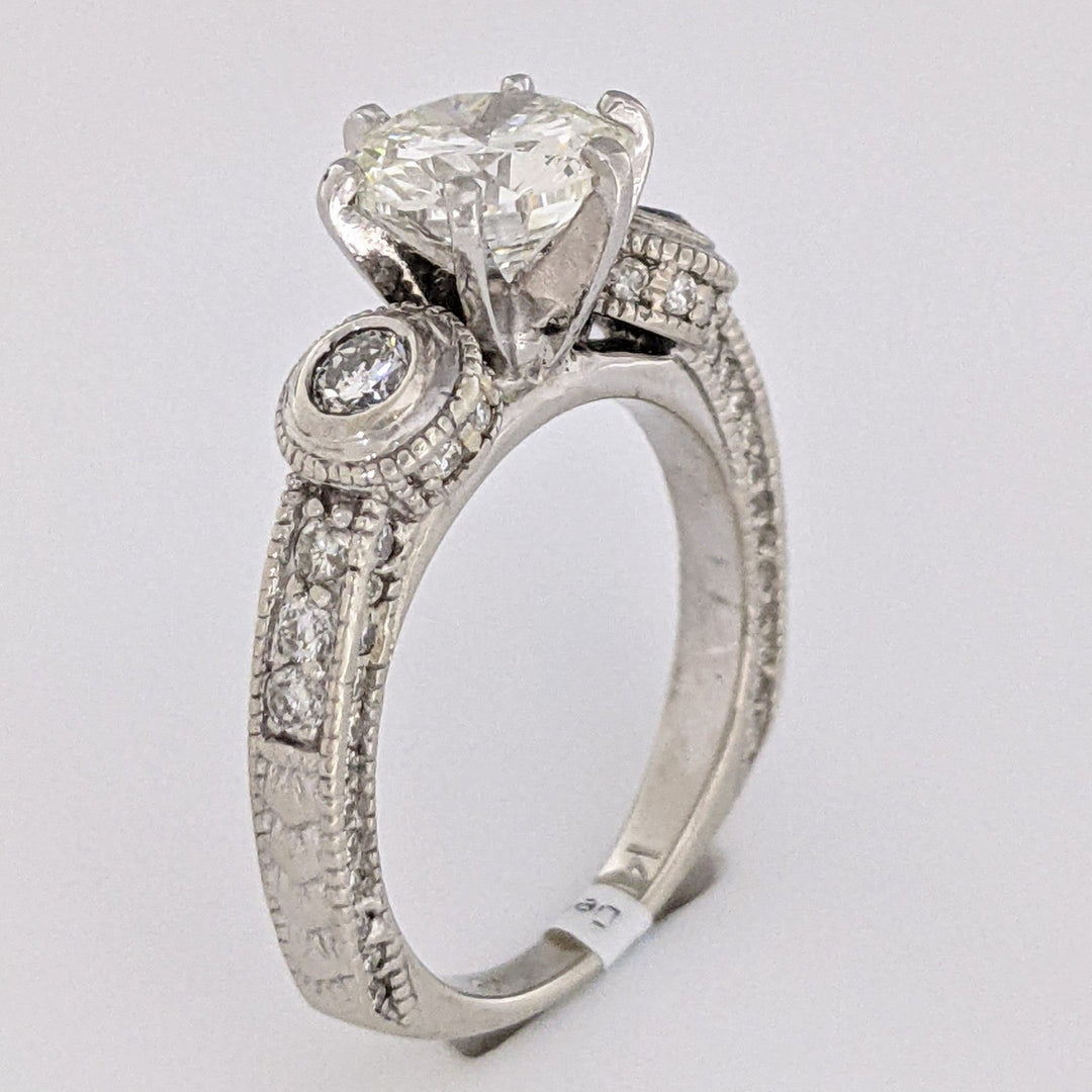 14K WHITE 2.77 CARAT TOTAL WEIGHT SI2 J DIAMOND ROUND (69) ESTATE RING 6.8G