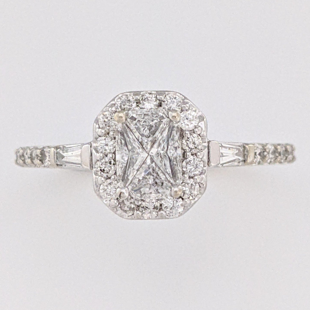 14K WHITE .80 CARAT TOTAL WEIGHT SI1 H-I DIAMOND TRILLION (6) ROUND (22) ESTATE RING 3.6 GRAMS