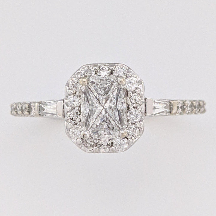 14K WHITE .80 CARAT TOTAL WEIGHT SI1 H-I DIAMOND TRILLION (6) ROUND (22) ESTATE RING 3.6 GRAMS