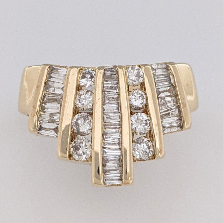 14K .50 CARAT TOTAL WEIGHT I1 H DIAMOND ROUND (34) 5-ROW CHANNEL SET ESTATE RING 5.6 GRAMS