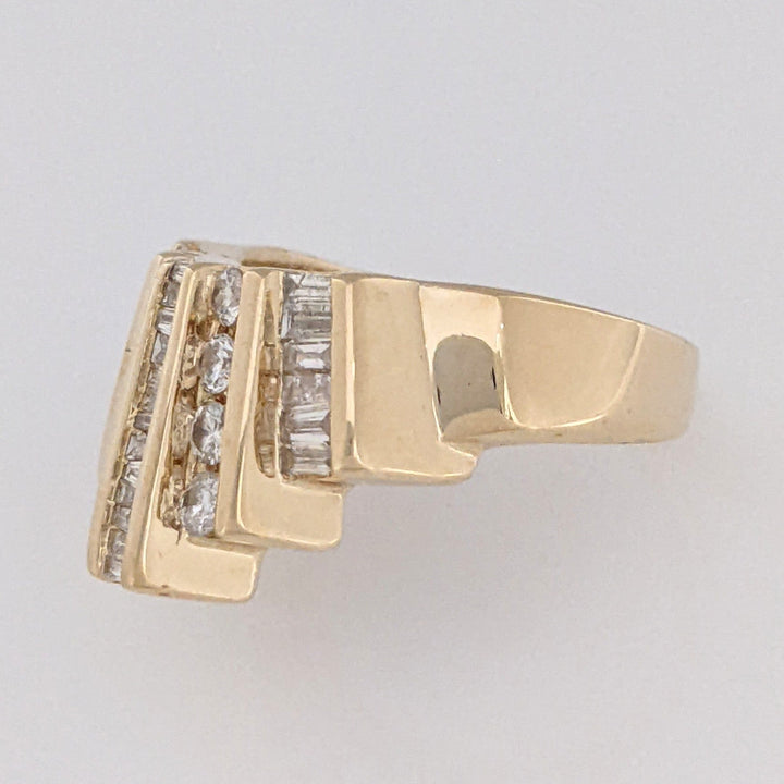 14K .50 CARAT TOTAL WEIGHT I1 H DIAMOND ROUND (34) 5-ROW CHANNEL SET ESTATE RING 5.6 GRAMS