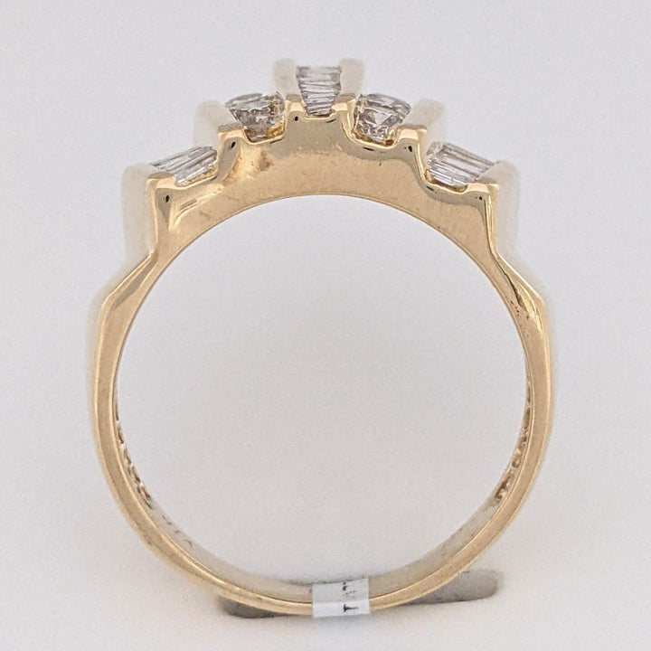 14K .50 CARAT TOTAL WEIGHT I1 H DIAMOND ROUND (34) 5-ROW CHANNEL SET ESTATE RING 5.6 GRAMS