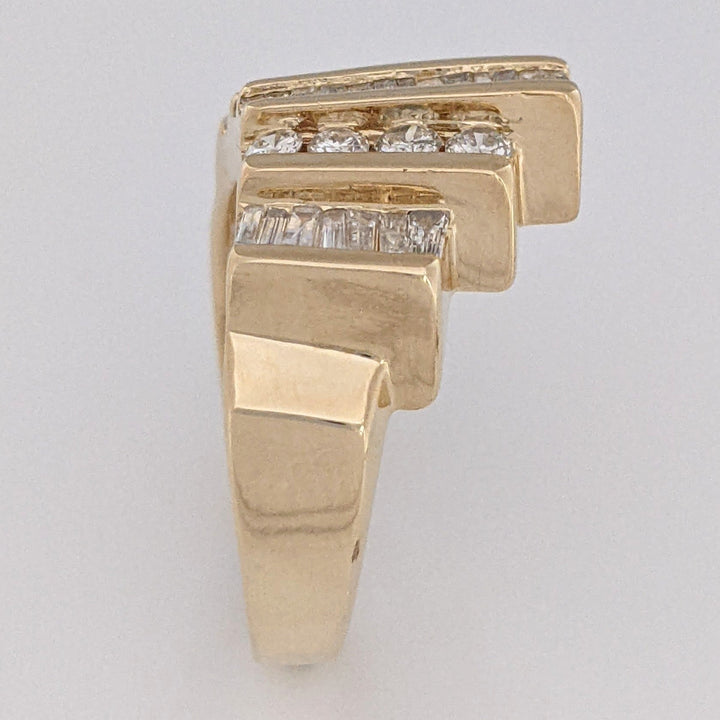14K .50 CARAT TOTAL WEIGHT I1 H DIAMOND ROUND (34) 5-ROW CHANNEL SET ESTATE RING 5.6 GRAMS