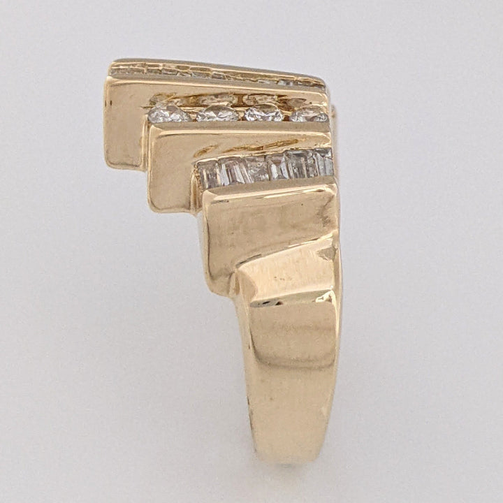 14K .50 CARAT TOTAL WEIGHT I1 H DIAMOND ROUND (34) 5-ROW CHANNEL SET ESTATE RING 5.6 GRAMS