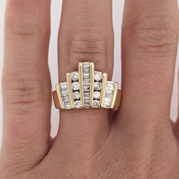 14K .50 CARAT TOTAL WEIGHT I1 H DIAMOND ROUND (34) 5-ROW CHANNEL SET ESTATE RING 5.6 GRAMS