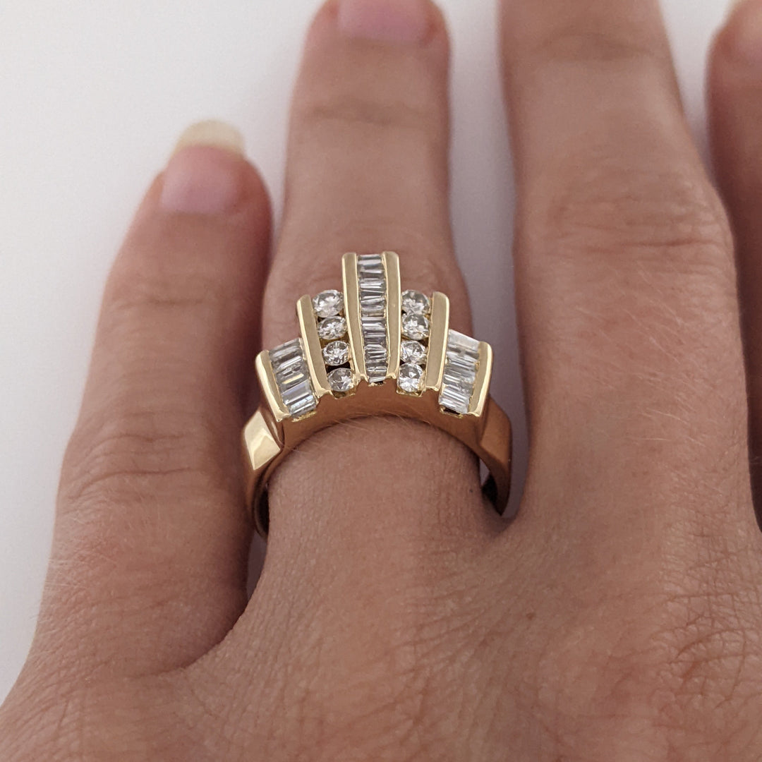14K .50 CARAT TOTAL WEIGHT I1 H DIAMOND ROUND (34) 5-ROW CHANNEL SET ESTATE RING 5.6 GRAMS