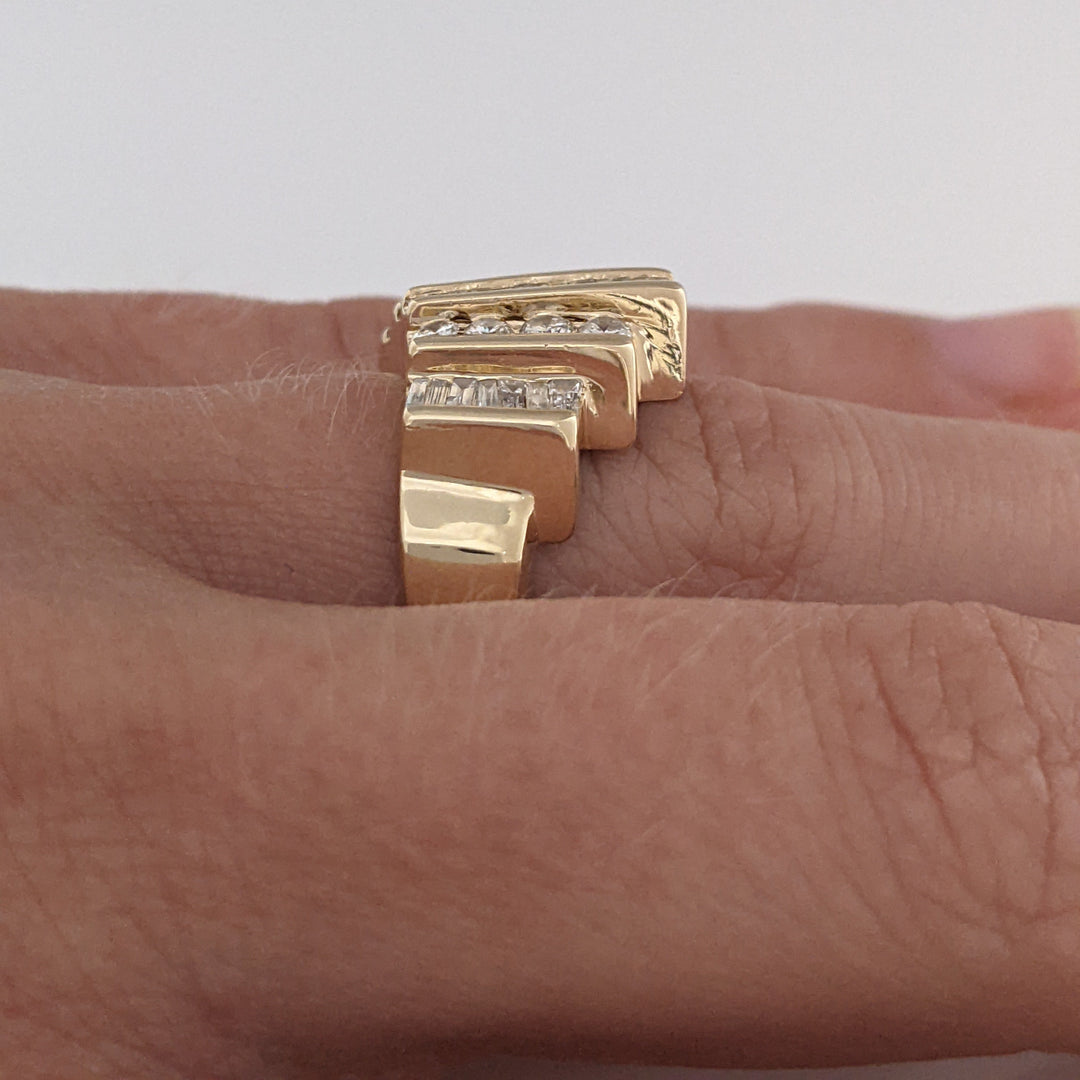 14K .50 CARAT TOTAL WEIGHT I1 H DIAMOND ROUND (34) 5-ROW CHANNEL SET ESTATE RING 5.6 GRAMS