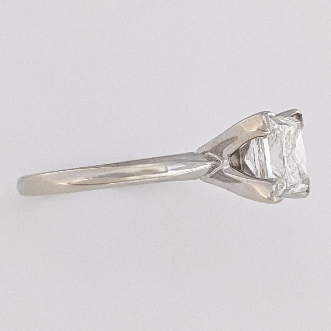 14K WHITE 1.95 CARAT TOTAL I1 H DIAMOND PRINCESS CUT SOLITAIRE ESTATE RING 3.4 GRAMS