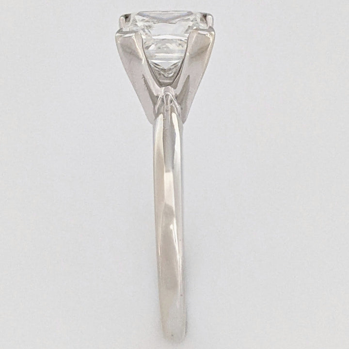 14K WHITE 1.95 CARAT TOTAL I1 H DIAMOND PRINCESS CUT SOLITAIRE ESTATE RING 3.4 GRAMS