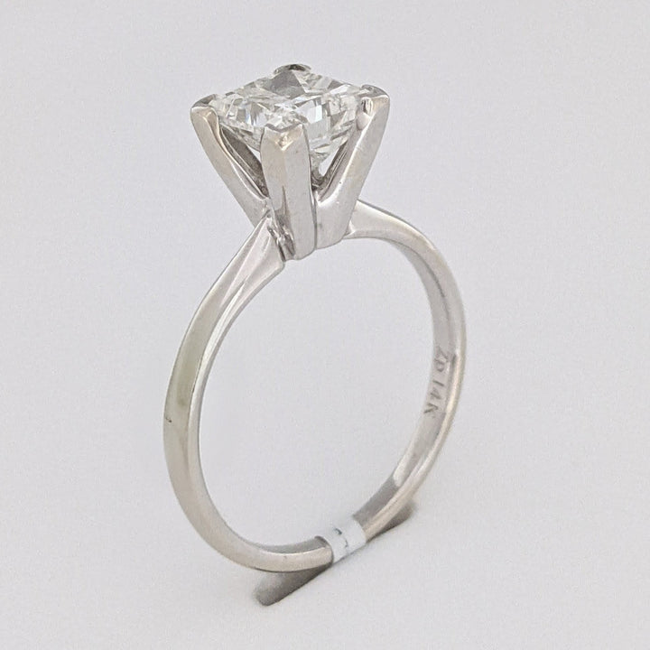 14K WHITE 1.95 CARAT TOTAL I1 H DIAMOND PRINCESS CUT SOLITAIRE ESTATE RING 3.4 GRAMS