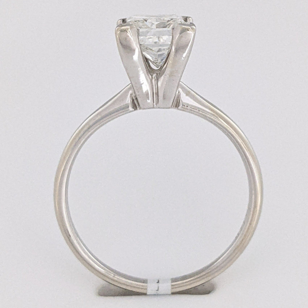 14K WHITE 1.95 CARAT TOTAL I1 H DIAMOND PRINCESS CUT SOLITAIRE ESTATE RING 3.4 GRAMS