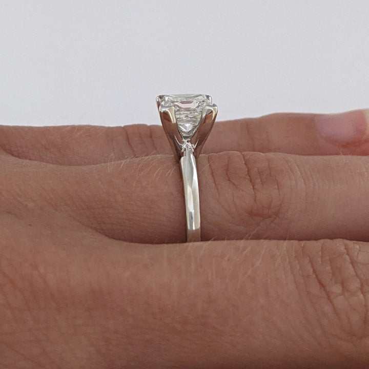 14K WHITE 1.95 CARAT TOTAL I1 H DIAMOND PRINCESS CUT SOLITAIRE ESTATE RING 3.4 GRAMS