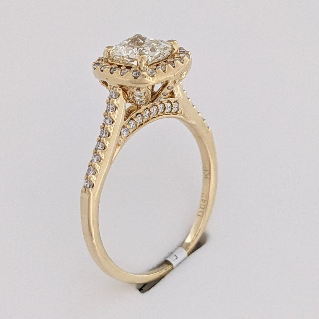 14K 1.68 CARAT TOTAL WEIGHT SI1 J DIAMOND CUSHION HALO ESTATE RING 3.4 GRAMS