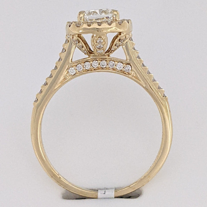 14K 1.68 CARAT TOTAL WEIGHT SI1 J DIAMOND CUSHION HALO ESTATE RING 3.4 GRAMS