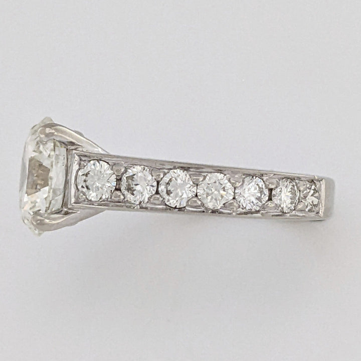 18K WHITE 3.44 CARAT TOTAL SI1 L DIAMOND ROUND WITH 1.32 CARAT TOTAL WEIGHT SI H (14) ESTATE RING 7.0 GRAMS