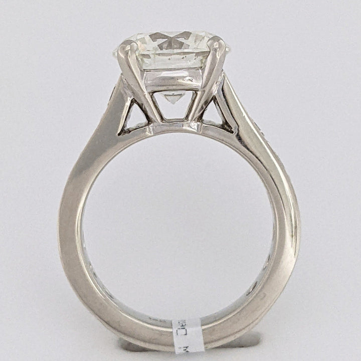 18K WHITE 3.44 CARAT TOTAL SI1 L DIAMOND ROUND WITH 1.32 CARAT TOTAL WEIGHT SI H (14) ESTATE RING 7.0 GRAMS
