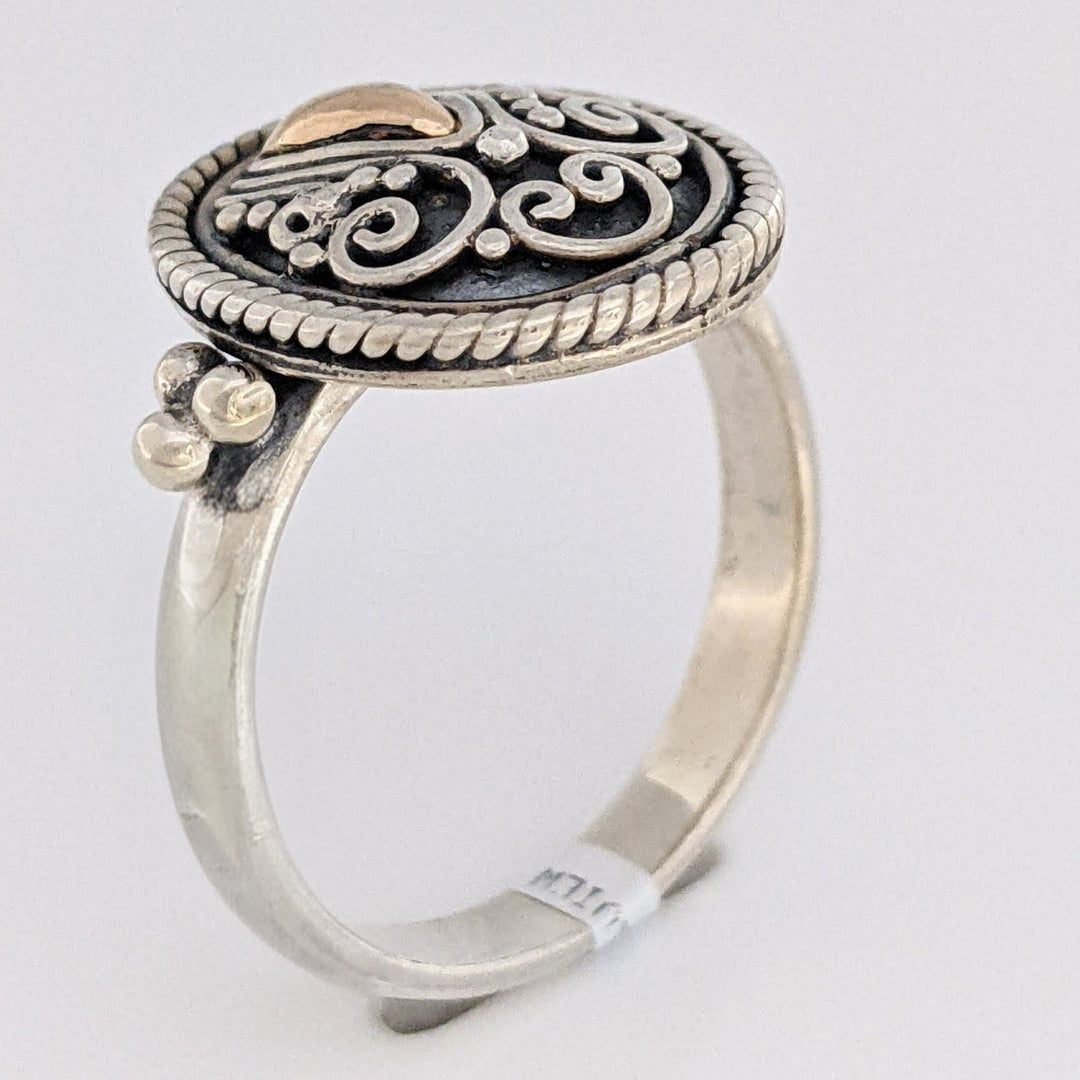 STERLING SILVER/18K "SUARTI BALI" OVAL FANCY ESTATE RING 5.6 GRAMS