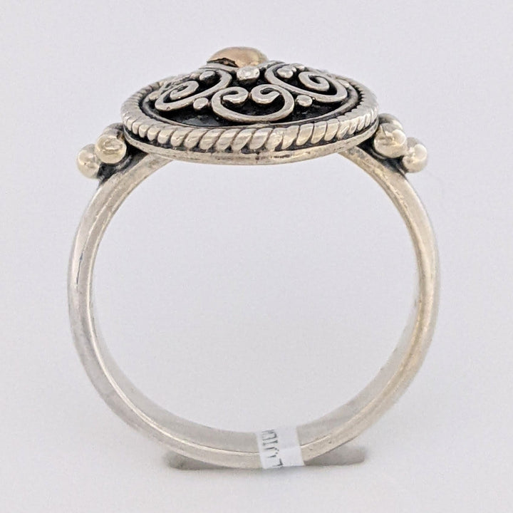 STERLING SILVER/18K "SUARTI BALI" OVAL FANCY ESTATE RING 5.6 GRAMS