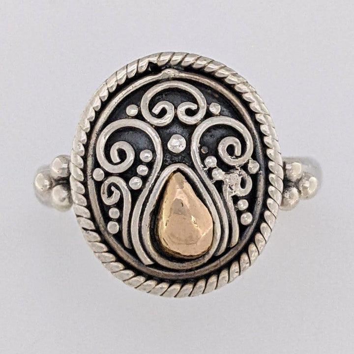 STERLING SILVER/18K "SUARTI BALI" OVAL FANCY ESTATE RING 5.6 GRAMS