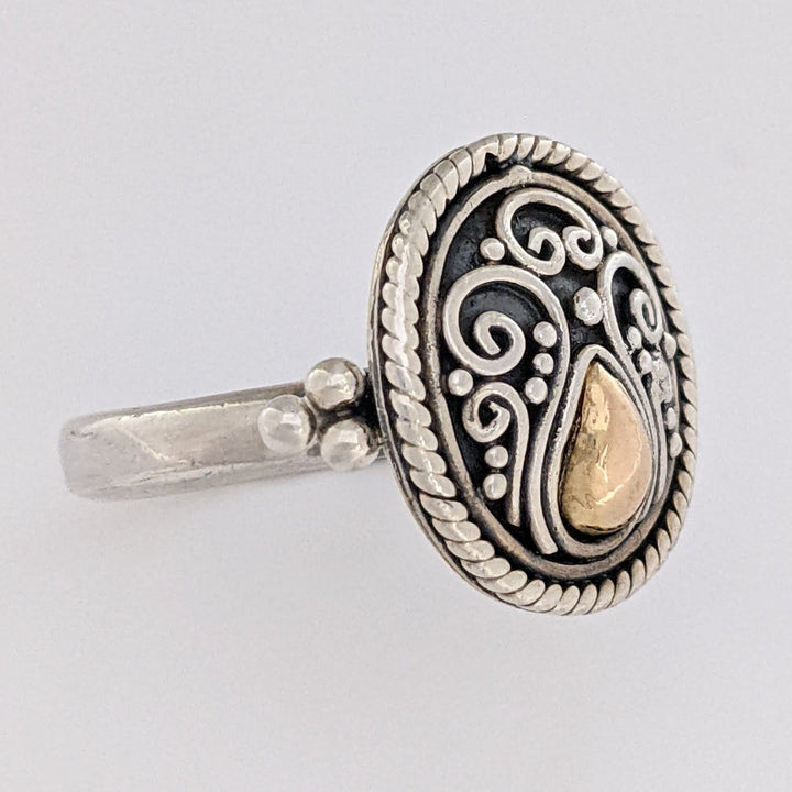 STERLING SILVER/18K "SUARTI BALI" OVAL FANCY ESTATE RING 5.6 GRAMS