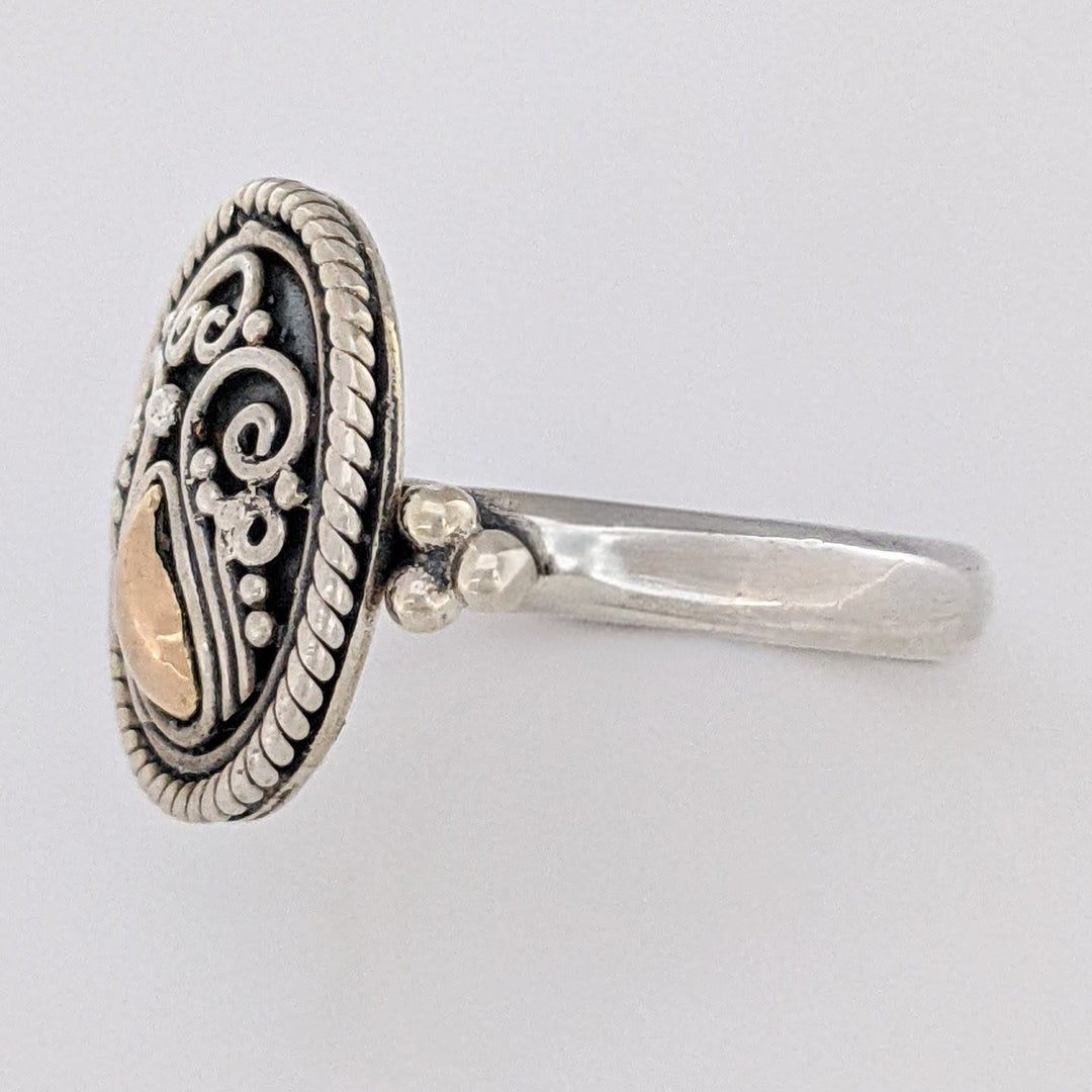 STERLING SILVER/18K "SUARTI BALI" OVAL FANCY ESTATE RING 5.6 GRAMS