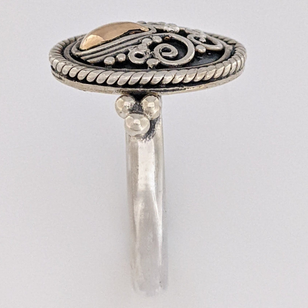 STERLING SILVER/18K "SUARTI BALI" OVAL FANCY ESTATE RING 5.6 GRAMS