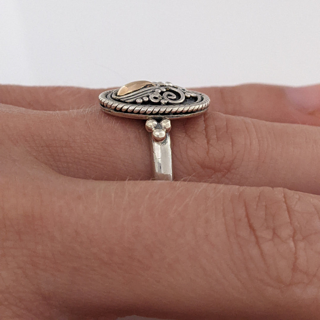 STERLING SILVER/18K "SUARTI BALI" OVAL FANCY ESTATE RING 5.6 GRAMS
