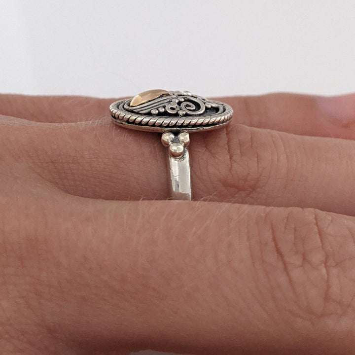 STERLING SILVER/18K "SUARTI BALI" OVAL FANCY ESTATE RING 5.6 GRAMS