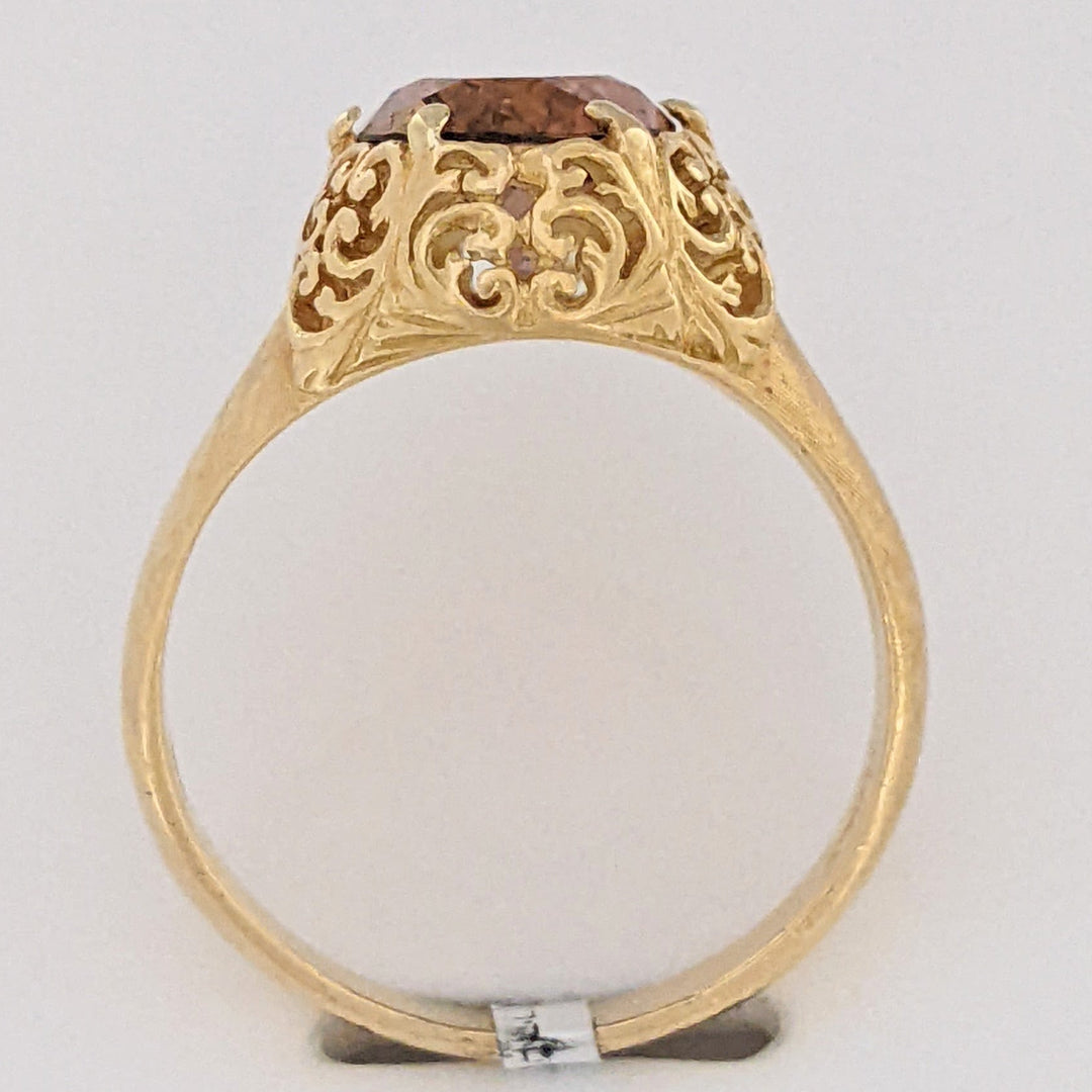 18K PINK TOURMALINE OVAL 8X10 FILAGREE TOP ESTATE RING 4.6 GRAMS