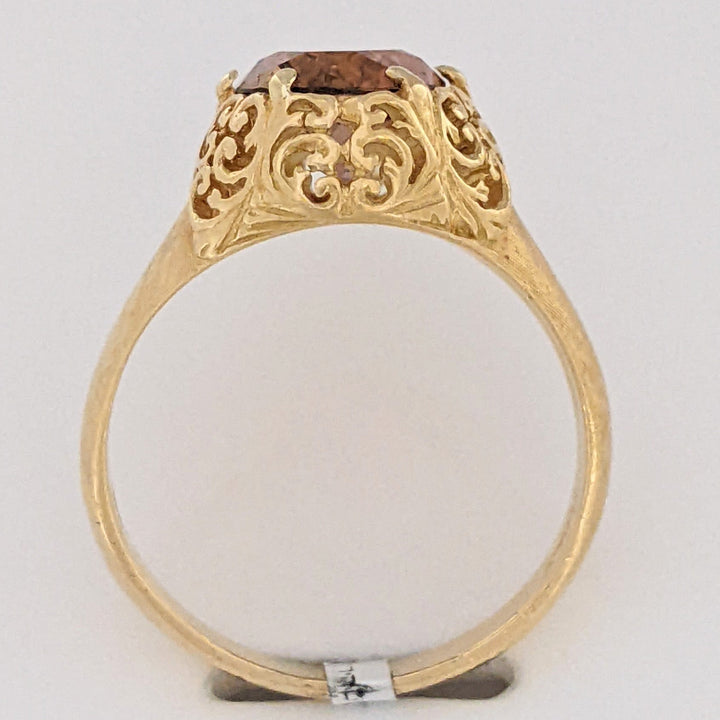 18K PINK TOURMALINE OVAL 8X10 FILAGREE TOP ESTATE RING 4.6 GRAMS