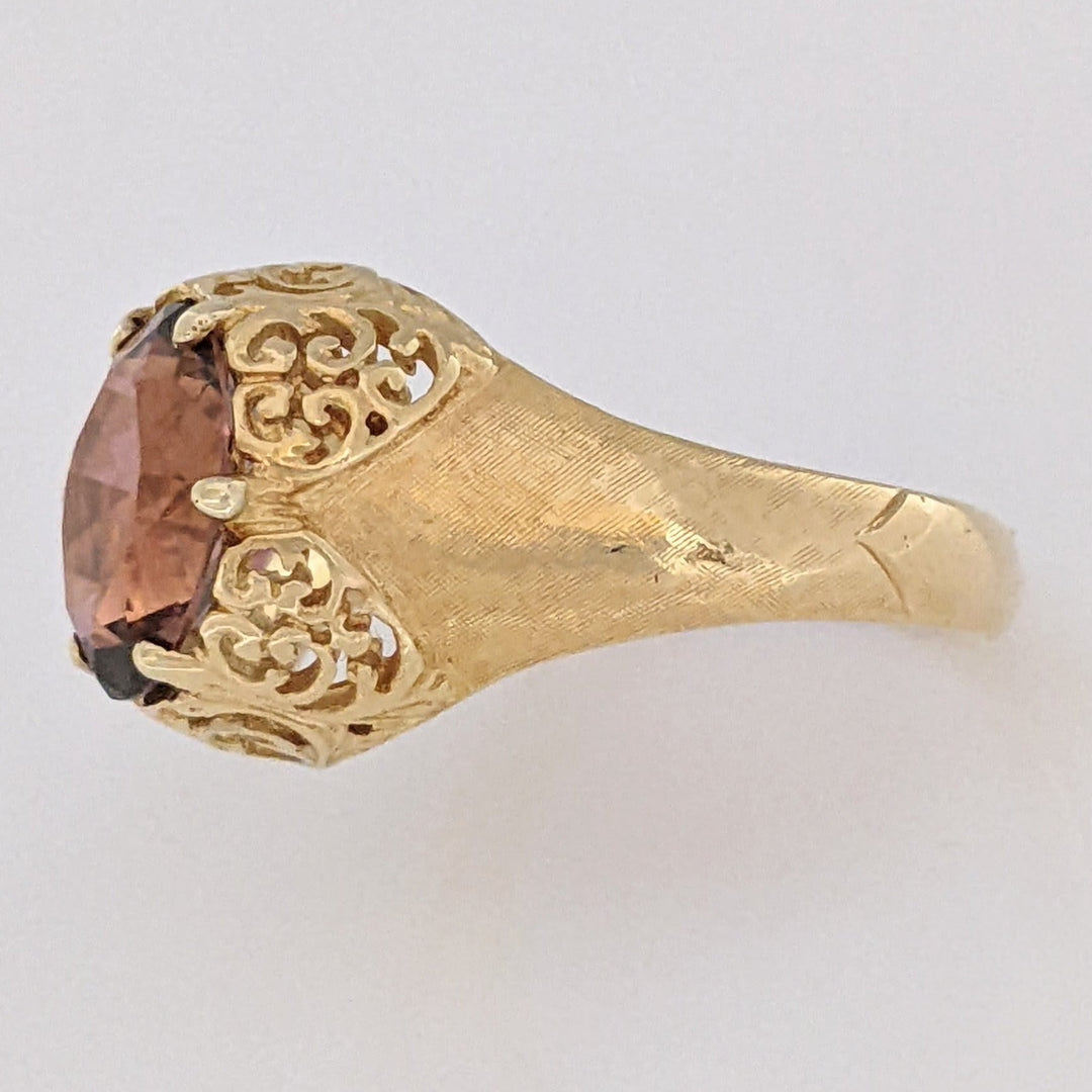 18K PINK TOURMALINE OVAL 8X10 FILAGREE TOP ESTATE RING 4.6 GRAMS