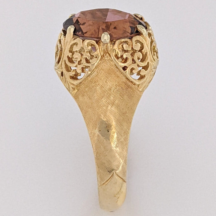 18K PINK TOURMALINE OVAL 8X10 FILAGREE TOP ESTATE RING 4.6 GRAMS
