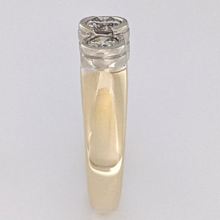 14K 1.00 CARAT TOTAL WEIGHT I1 I DIAMOND ROUND (3) BEZEL SET TRINITY ESTATE RING 5.6 GRAMS