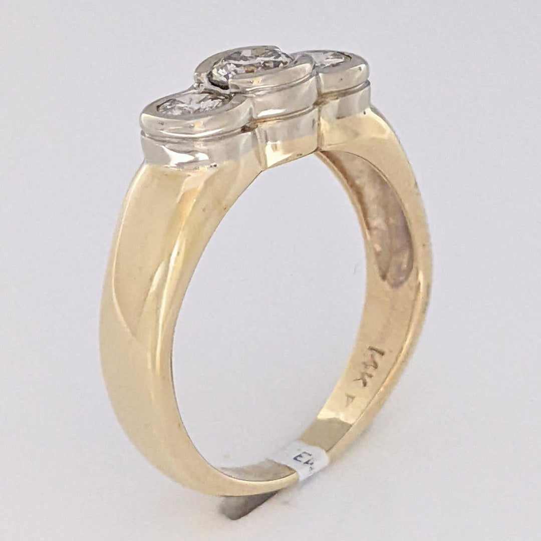 14K 1.00 CARAT TOTAL WEIGHT I1 I DIAMOND ROUND (3) BEZEL SET TRINITY ESTATE RING 5.6 GRAMS